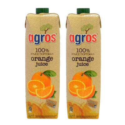 AGROS NATURAL ORANGE JUICE 1lt 2pcs