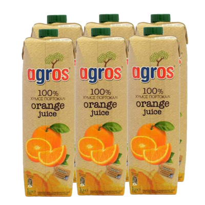 AGROS NATURAL ORANGE JUICE 1lt 6pcs