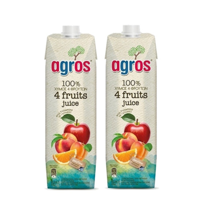 AGROS NATURAL JUICE FOUR FRUITS 1lt 2pcs