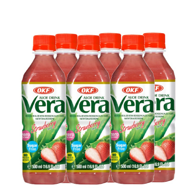 OKF ALOE VERA STRAWBERRY SUGAR FREE 500ml 6pcs