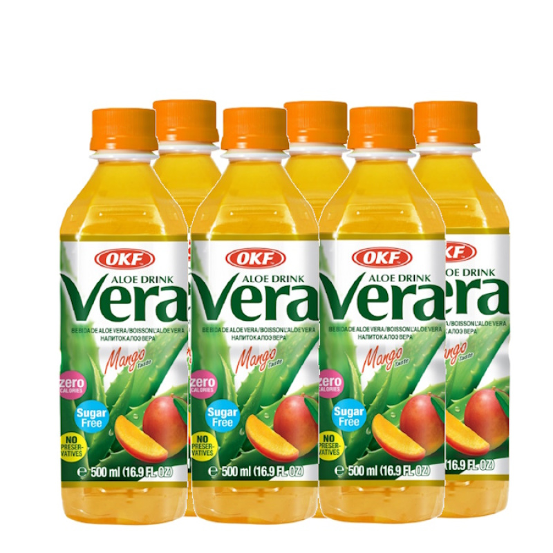 OKF ALOE VERA MANGO SUGAR FREE 500ml 6pcs