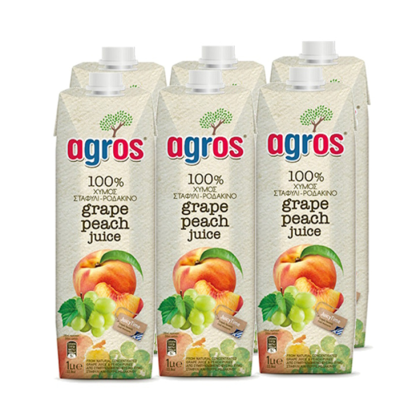 AGROS NATURAL GRAPE-PEACH JUICE 1lt 6pcs