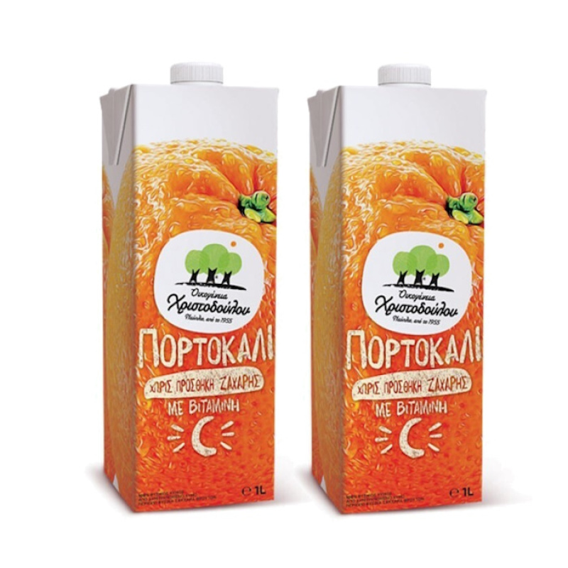 OIKOGENIA CHRISTODOULOU 100% NATURAL ORANGE JUICE  1lt 2pcs