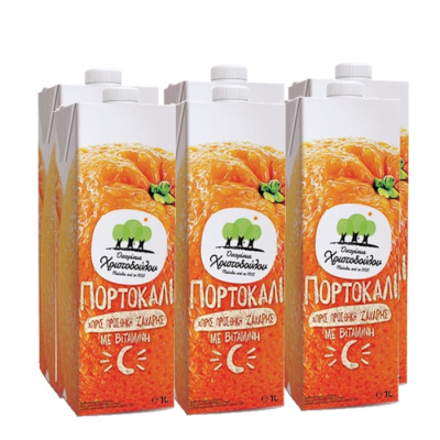 OIKOGENIA CHRISTODOULOU 100% NATURAL ORANGE JUICE  1lt 6pcs