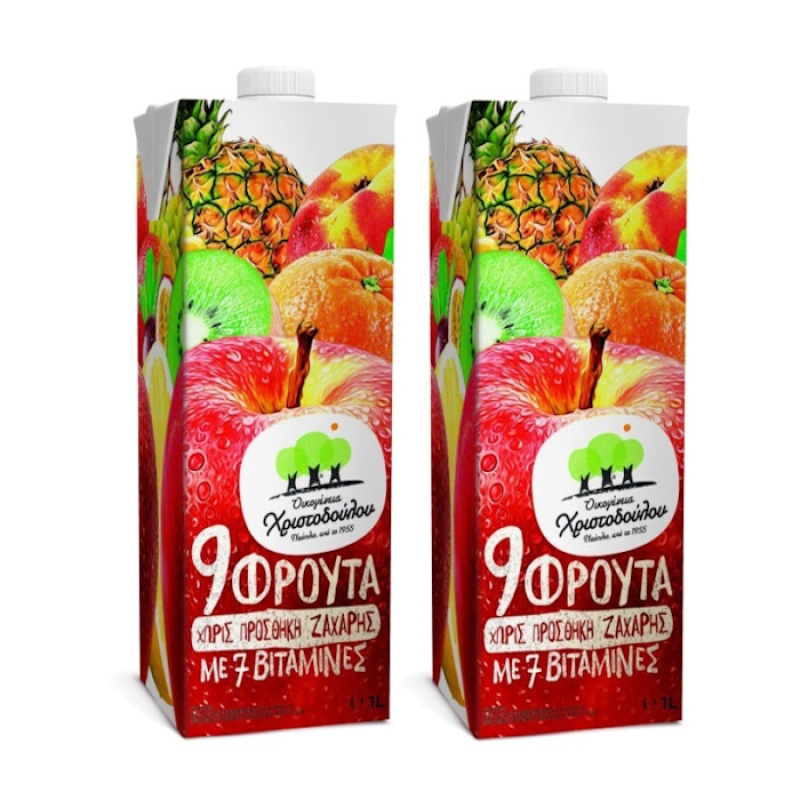 OIKOGENIA CHRISTODOULOU 9 FRUITS 7 VITAMINS 1lt 2pcs