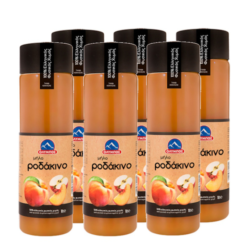 OLYMPOS NATURAL JUICE APPLE - PEACH 1lt 6pcs