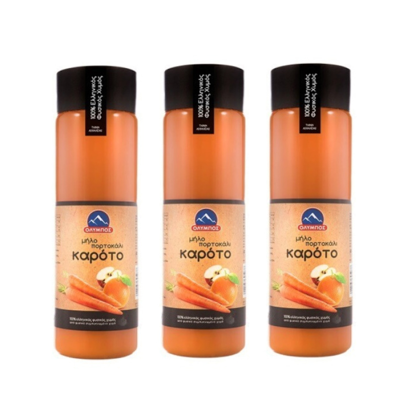 OLYMPOS NATURAL JUICE APPLE - ORANGE - CARROT 250ml 3pcs