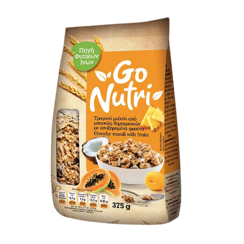 GO NUTRI CRUNCHY MUESLI WITH FRUITS 375gr