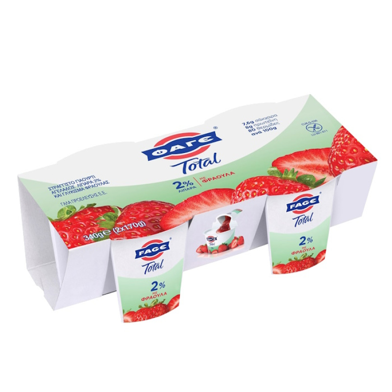 FAGE TOTAL STRAINED YOGHURT 2% FAT WITH STRAWBERRY 2x150gr