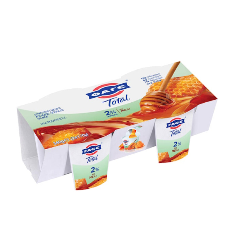 FAGE TOTAL STRAINED YOGHURT 2% FAT WITH HONEY 2x150gr