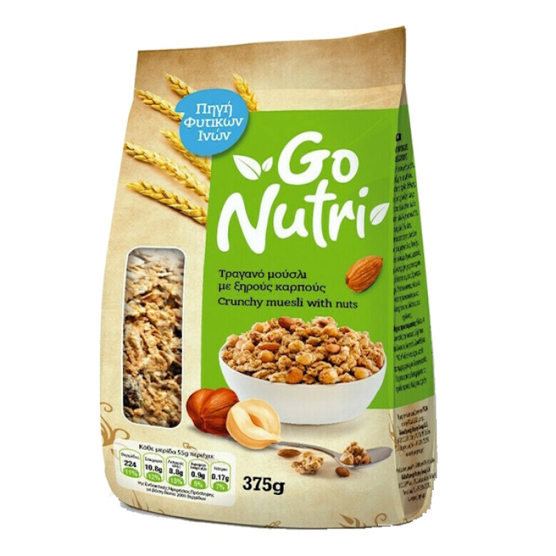 GO NUTRI CRUNCHY MUESLI WITH NUTS 375gr