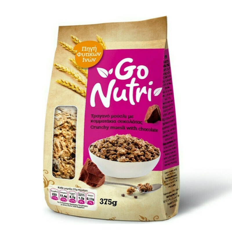 GO NUTRI CRUNCHY MUESLI WITH CHOCOLATE 375gr