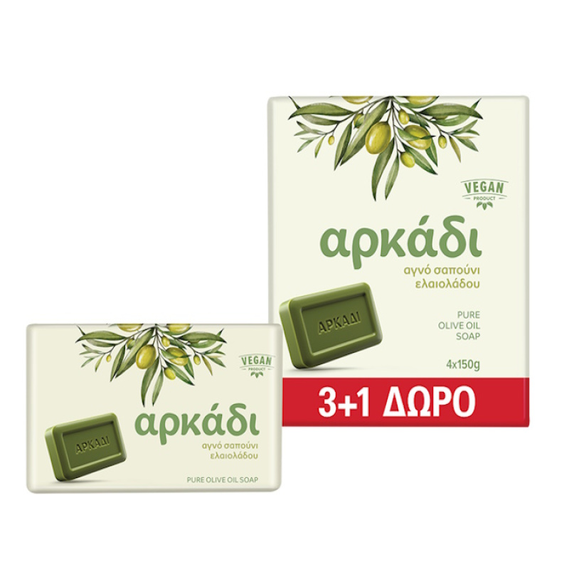 ARKADI PURE OLIVE OIL SOAP 3+1FREE 600gr