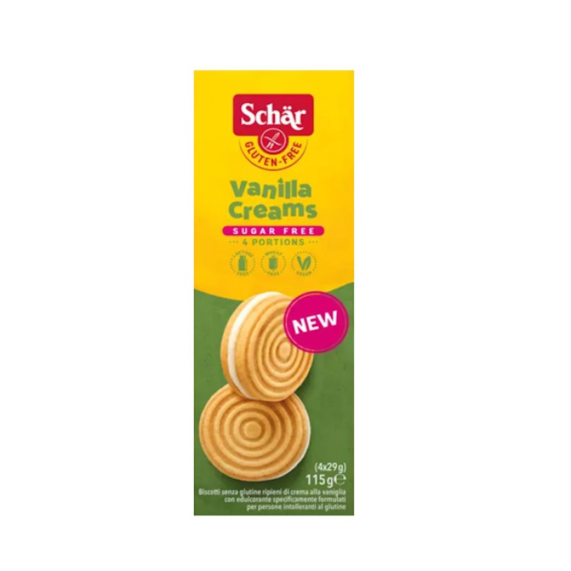 SCHAR GLUTEN FREE VANILLA CREAMS SUGAR FREE 115gr