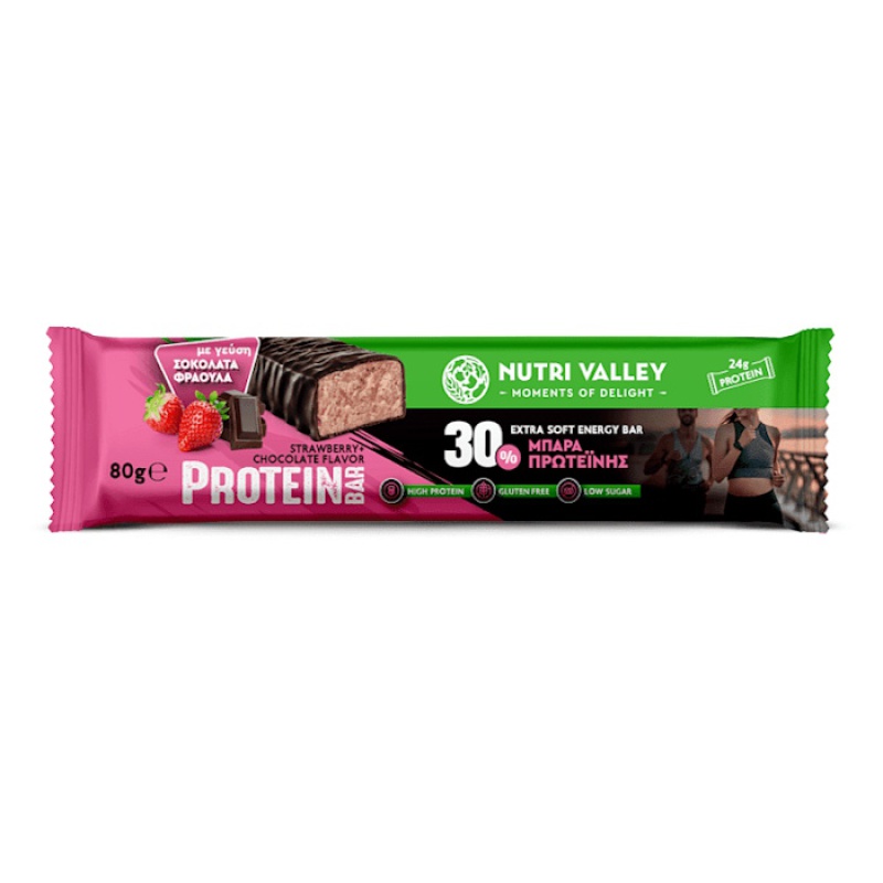 NUTRI VALLEY PROTEIN BARS STRAWBERRY & CHOCOLATE 80gr