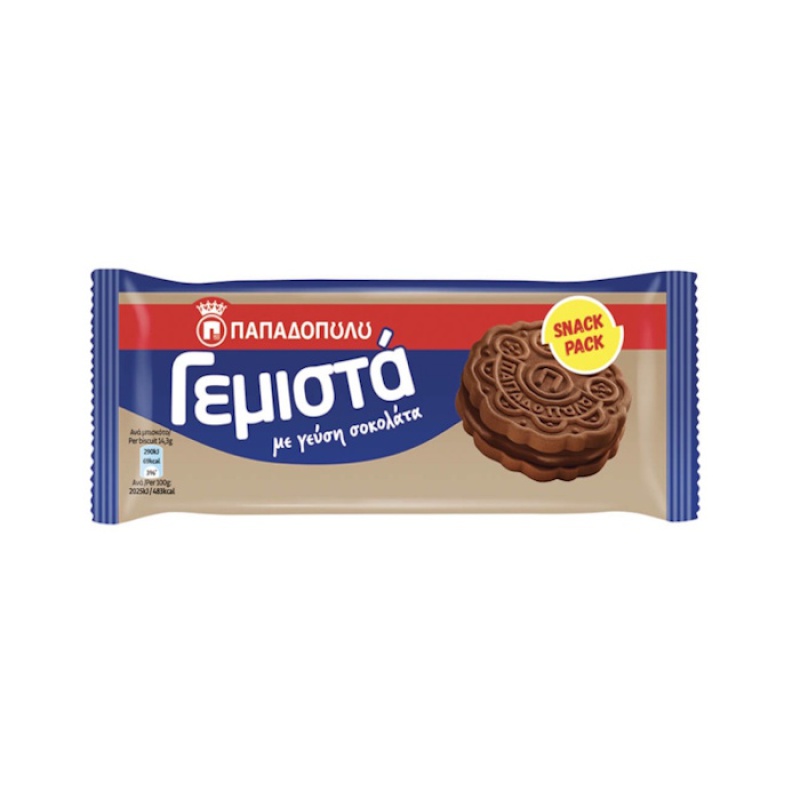 PAPADOPOULOU SANDWICH BISCUITS WITH CHOCOLATE FLAVOUR 58gr