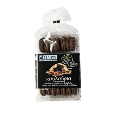 TSANOS COOKIES WITH DARK CHOCOLATE & ALMOND FLAKES 300gr