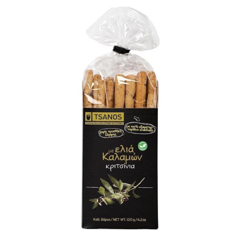 TSANOS BREADSTICKS WITH KALAMON OLIVES 120gr