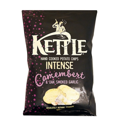 KETTLE CHIPS INTENSE CAMEMBERT & OAK SMOKED GARLIC 100gr