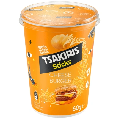 TSAKIRIS Τσιπς Sticks Τσίζμπεργκερ 60gr