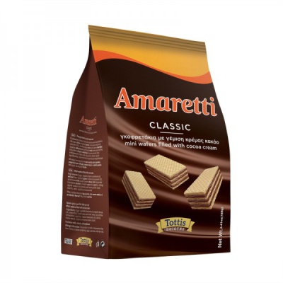 AMARETTI Γκοφρετίνια με Γέμιση Κρέμα Κακάο 125gr