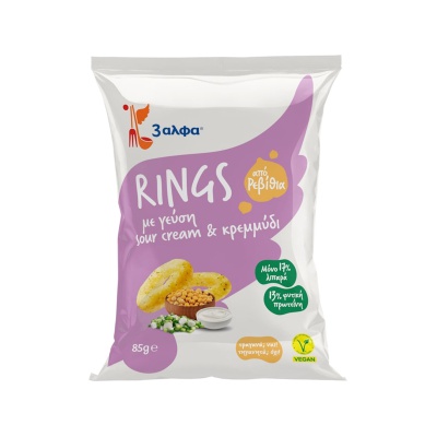 3ΑΛΦΑ Σνακ Ρεβιθιού με Γεύση Sour Cream & Κρεμμύδι 85g