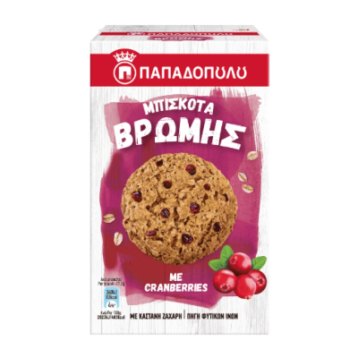 ΠΑΠΑΔΟΠΟΥΛΟΥ Μπισκότα Βρώμης με Cranberries 155g