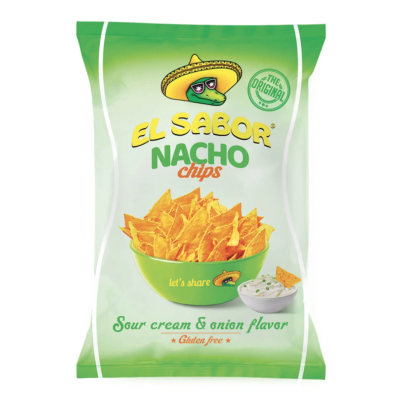 EL SABOR Nacho Chips με Γεύση Sour Cream & Κρεμμύδι 180g