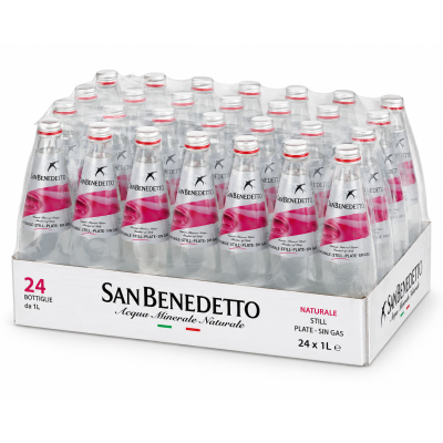 SAN BENEDETTO Φυσικό Μεταλλικό Νερό Γυάλινο Μπουκάλι 1L 24τεμ.